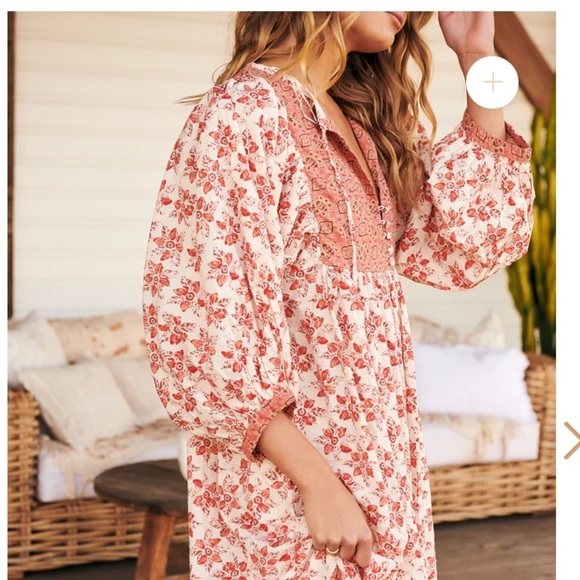 Free People Hazy Maisy Floral Cottage Core Bohemian Prairie Maxi Dress Small - Picture 6 of 14